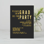Moderne, minimale blote Typografie GraduPartij Folie Uitnodiging (Staand Voorkant)
