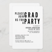 Moderne, minimale blote Typografie GraduPartij Kaart (Voorkant / Achterkant)