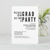 Moderne, minimale blote Typografie GraduPartij Kaart (Staand voorkant)