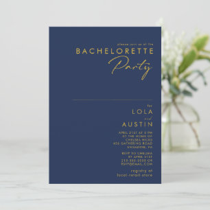 Moderne, minimale "Blue Gold Bachelorette"-partij Kaart