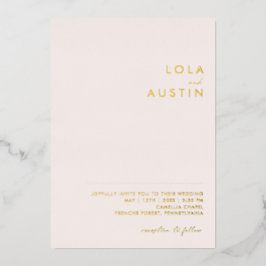 Moderne minimale blush en gouden Casual bruiloft e Folie Uitnodiging