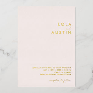 Moderne minimale blush en gouden Casual bruiloft e Folie Uitnodiging