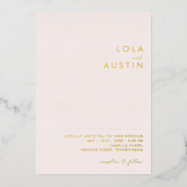 Moderne minimale blush en gouden Casual bruiloft e Folie Uitnodiging
