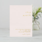 Moderne minimale blush en gouden Casual bruiloft e Folie Uitnodiging (Staand Voorkant)