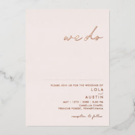 Moderne, minimale blush en Roos Gold die we met el Folie Uitnodiging