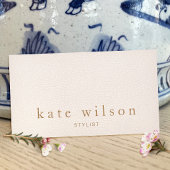 Moderne, minimale Blush Pink Leather Professional Visitekaartje