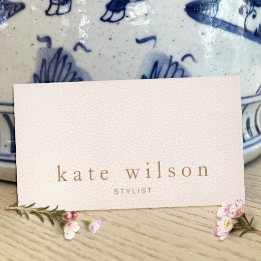 Moderne, minimale Blush Pink Leather Professional Visitekaartje