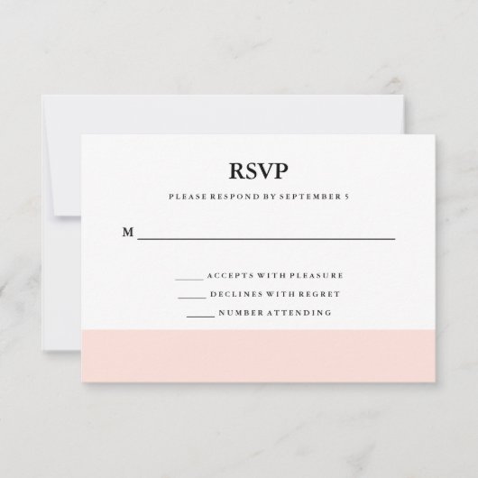 Moderne minimale Blush Pink Stripe RSVP (Voorkant)