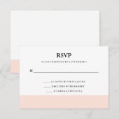 Moderne minimale Blush Pink Stripe RSVP Kaartje (Voorkant / Achterkant)