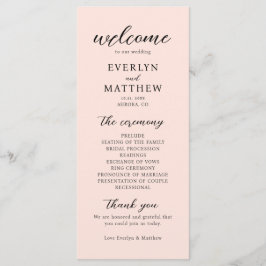 Moderne minimale Blush Pink Wedding Ceremony Progr