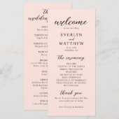 Moderne minimale Blush Pink Wedding Ceremony Progr (Voorkant / Achterkant)