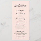 Moderne minimale Blush Pink Wedding Ceremony Progr (Voorkant)