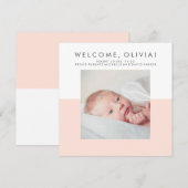 Moderne minimale blush roze aankondiging geboorte  (Voorkant / Achterkant)