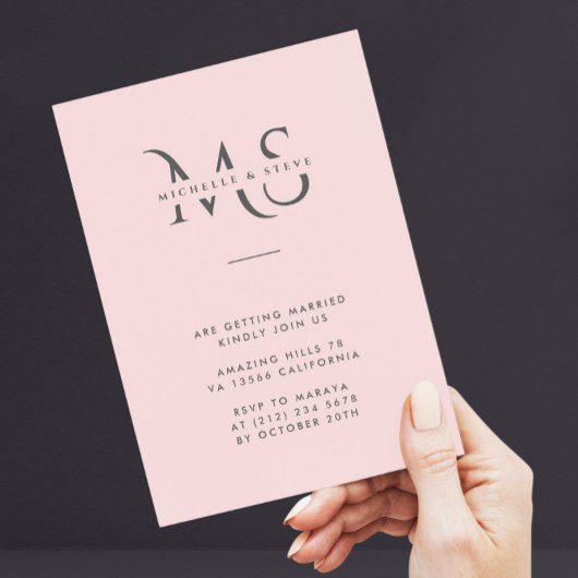 Moderne minimale blush roze bruiloft QR-code Kaart