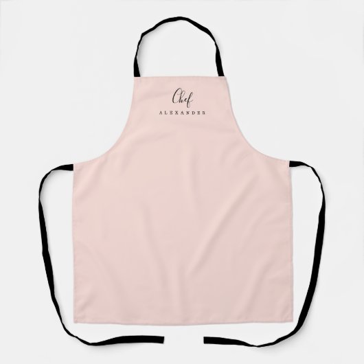 Moderne Minimale Blush Roze Chef Keuken Aangepaste Schort (Voorkant)