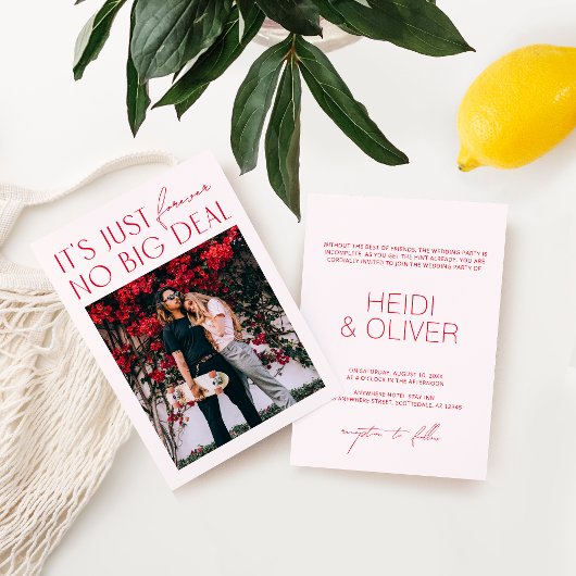 Moderne, minimale blush roze digitale fotoweddensc kaart