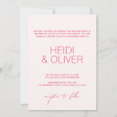 Moderne, minimale blush roze digitale fotoweddensc kaart (Achterkant)