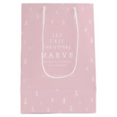 Moderne Minimale Blush Roze Eerste Kerstdag Medium Cadeauzakje (Achterkant)