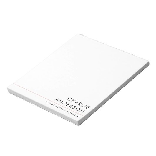 Moderne minimale blush roze lijn witte professiona notitieblok (Linkerzijde)