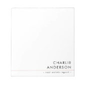 Moderne minimale blush roze lijn witte professiona notitieblok (Voorkant)