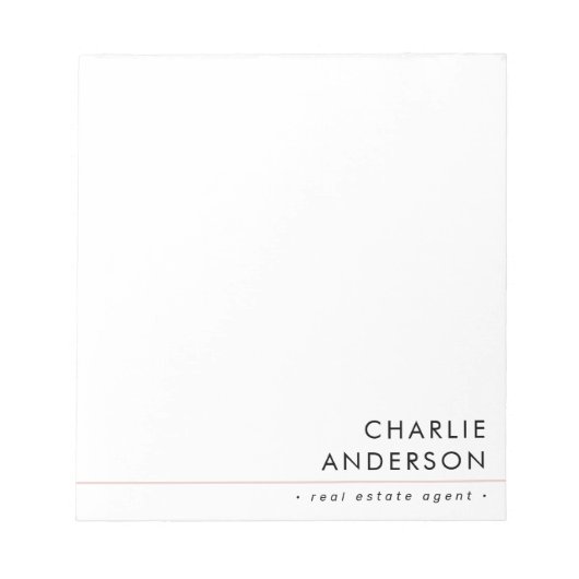 Moderne minimale blush roze lijn witte professiona notitieblok (Voorkant)