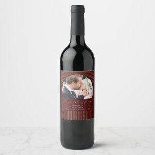 Moderne minimale Boheemse Save the Date Foto Wijn  Etiket