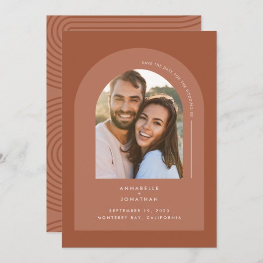 Moderne minimale boheiene terracotta geometrische  (Voorkant / Achterkant)