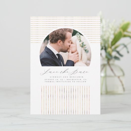Moderne minimale Bohemen bespaart de datum foto Save The Date (Staand voorkant)