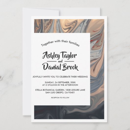 Moderne minimale bohemiaanse Abstracte bruiloft Kaart (Voorkant)