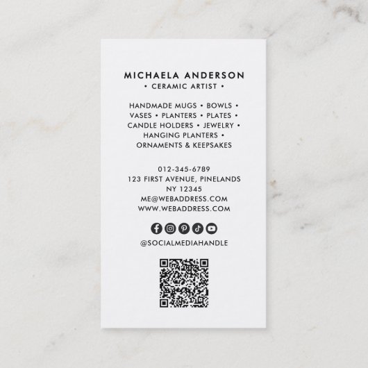 Moderne Minimale Boho Boog Foto QR-code & socials Visitekaartje (Achterkant)