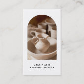 Moderne Minimale Boho Boog Foto QR-code & socials Visitekaartje (Voorkant)