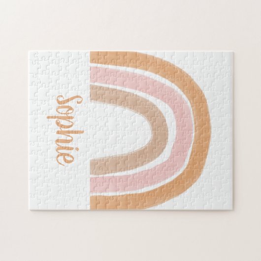 Moderne minimale Boho Chic Rainbow-naam Legpuzzel (Horizontaal)