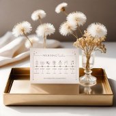 Moderne minimale Boho hemelse bruiloft tijdlijn Informatiekaartje