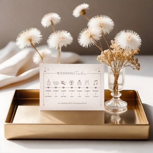 Moderne minimale Boho hemelse bruiloft tijdlijn Informatiekaartje