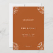 Moderne minimale Boho verbrande Sinaasappel Bohemi Save The Date (Voorkant)
