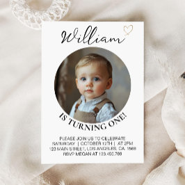 Moderne minimale Boho verjaardagsfoto uitnodiging