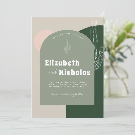 Moderne minimale Boho woestijn | Cactus Green Kaart (Staand voorkant)