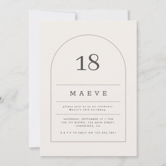 Moderne minimale boog 18e foto verjaardagsfeestje kaart (Voorkant)