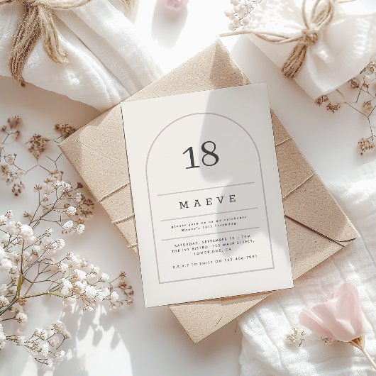 Moderne minimale boog 18e foto verjaardagsfeestje kaart