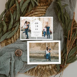 Moderne minimale boog | 3 Foto Opslaan van de datu Save The Date<br><div class="desc">Deze minimale foto slaat de datumkaart op met "bewaar de datum" in een prachtige boog omlijst door twee van uw favoriete foto's. Met ruimte op de achterkant voor nog één foto van volledig lijst. Achtergrondkleur kan ook worden gepersonaliseerd. Deze professioneel ontworpen kaarten zijn snel aanpasbaar. Kan worden aangepast aan elke...</div>