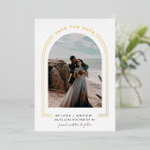 Moderne minimale boog bespaart de datum folie uitnodiging (Staand Voorkant)