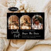 Moderne minimale boog bespaart de datum fotocollag kaart