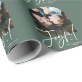 Moderne minimale boog foto sage groen vreugdevol cadeaupapier (Rol Hoek)