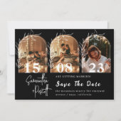 Moderne minimale boog Save The Date-foto-collage  Kaart (Voorkant)