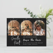 Moderne minimale boog Save The Date-foto-collage  Kaart (Staand voorkant)