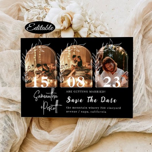 Moderne minimale boog Save The Date-foto-collage  Kaart