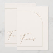 Moderne minimale boogtafel Vier tabelnummer Kaart (Voorkant / Achterkant)