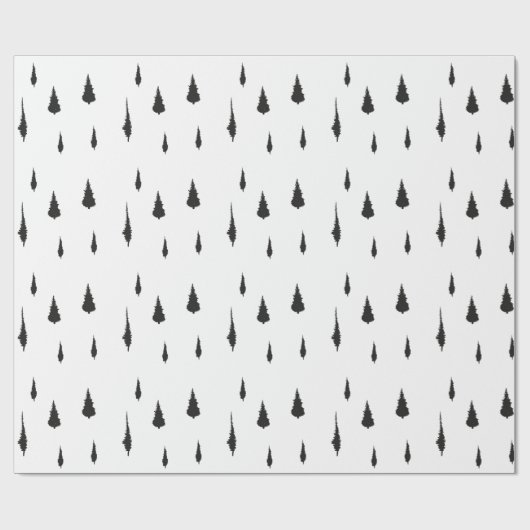 Moderne minimale boomstructuur zwart-wit cadeaupapier (Vlak)