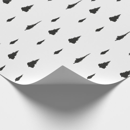 Moderne minimale boomstructuur zwart-wit cadeaupapier (Hoek)