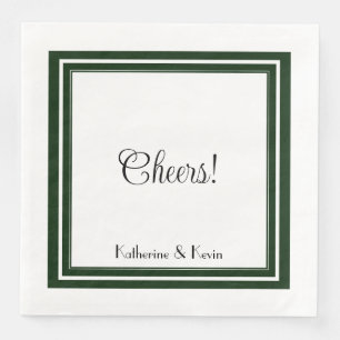 Moderne minimale bos groen wit bruiloft servet